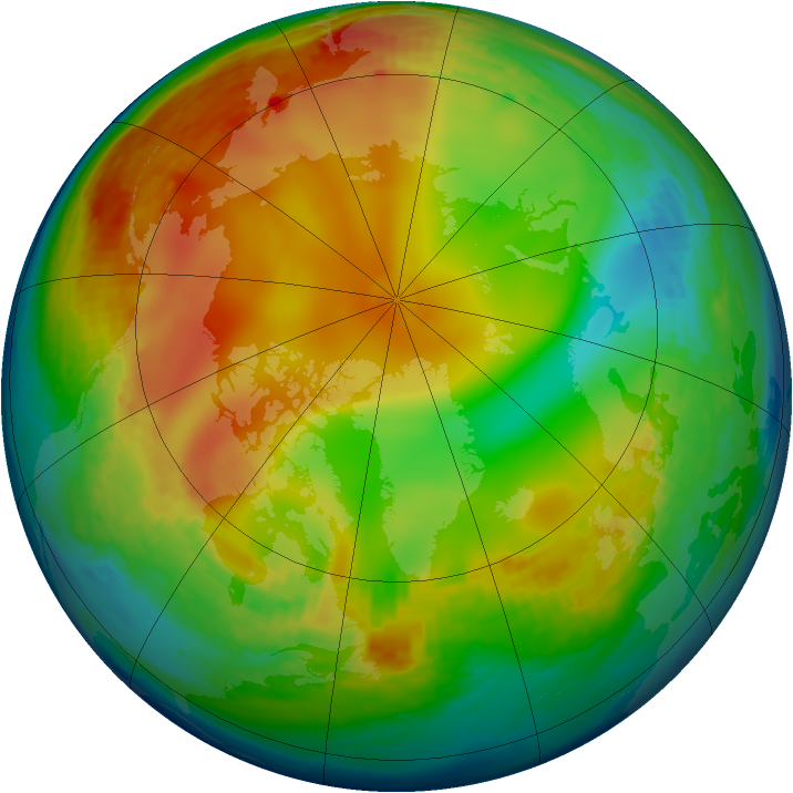 Arctic ozone map for 31 December 1993